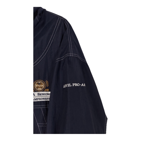 PGA Seniors Championship Advil PRO-AM Size L Go Pak Jacket Rain Wind Navy Blue - Picture 7 of 14